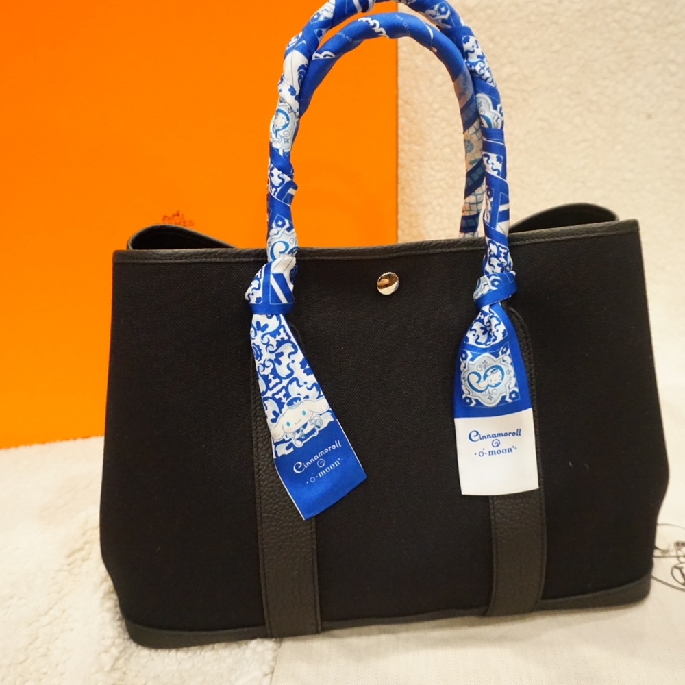 Garden Party 36 Black Canvas Tote Bag